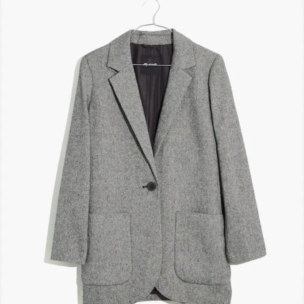 Madewell Herringbone Larsen Single-Button Tailored Blazer